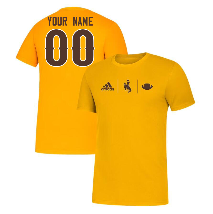 Custom Wyoming Cowboys Name And Number Tshirts-Gold